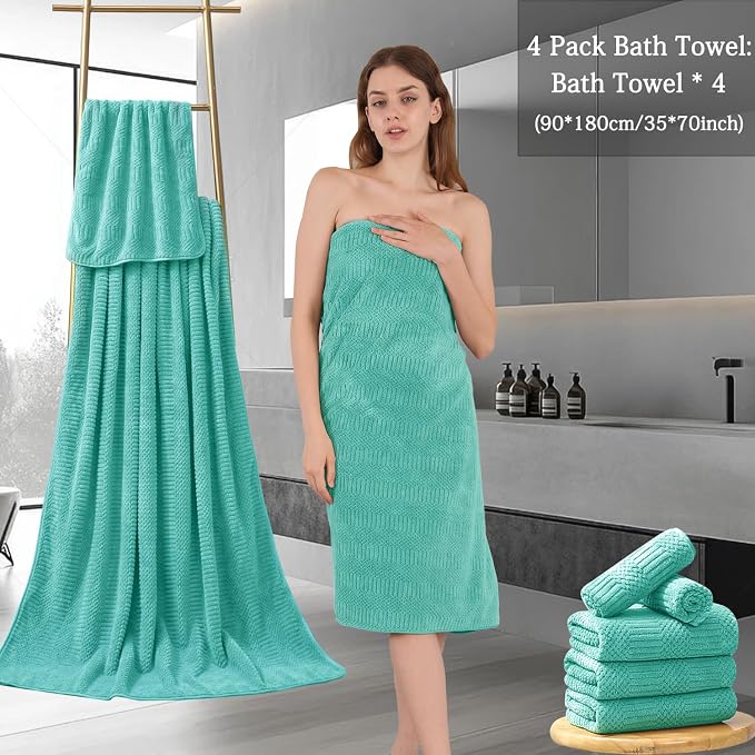 Ycosy 4 Pack Extra Large Microfiber Bath Towels Set, 35x70 inches, Less Lint - Image 7