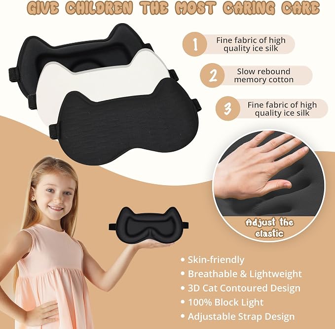 Kids Sleep Mask Eye Mask: 3D Contoured Cup Sleeping Masks, Blindfold - Image 4