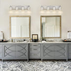 Brushed Nickel 4-Light Vanity Light, Crystal Bubble Glass - Image 6