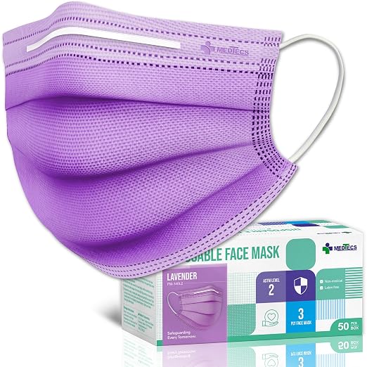Medtecs Face Mask Disposable – Available in 50 & 2, 3-Ply Breathable, Soft Fit by MedtecsGroup