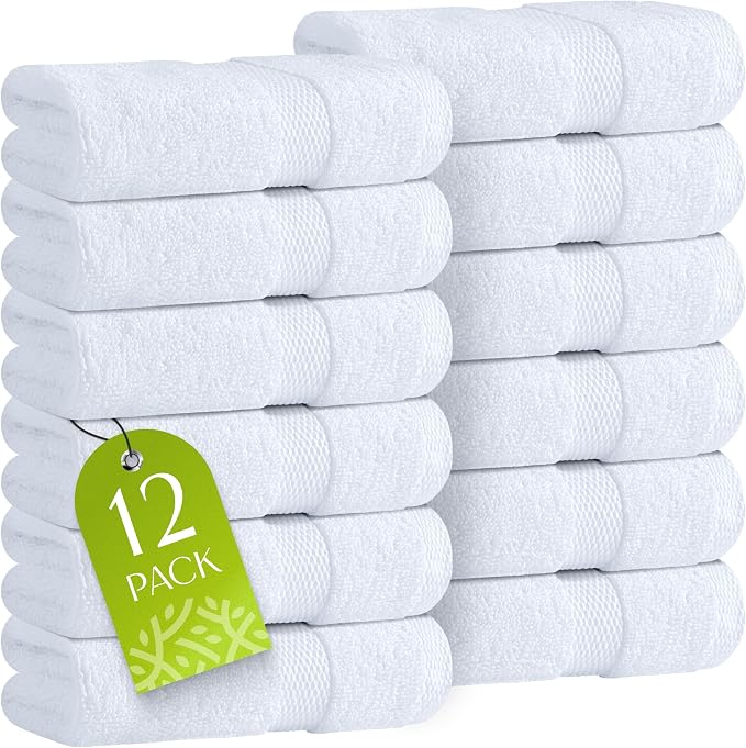Wealuxe White Washcloths 12 Pack by WhiteClassic