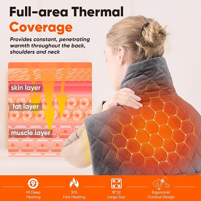 3 lb Weighted Heating Pad for Neck and Shoulders, Mothers Day Gifts for Mom - Image 3