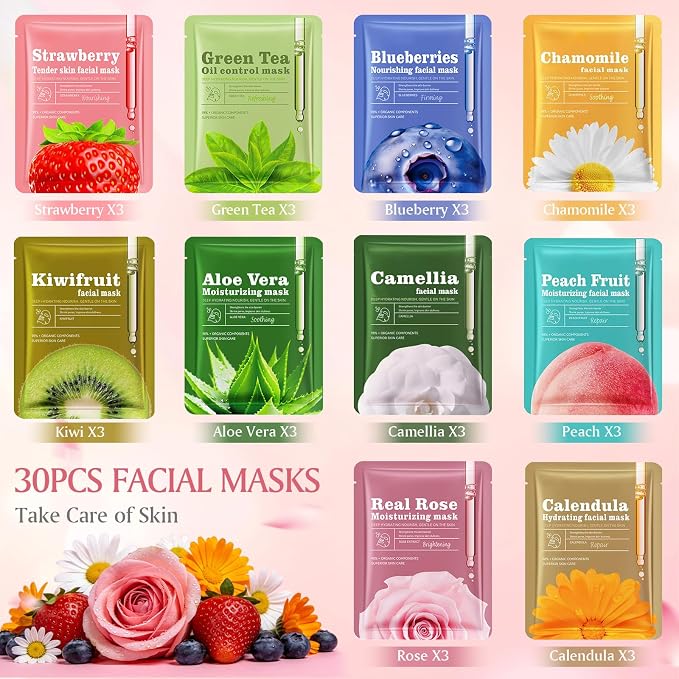 Aottom 30pcs Face Masks Skincare, Bulk Facial Masks - Image 6