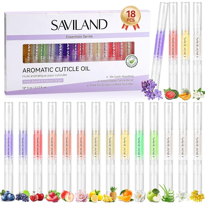 SAVILAND Natural Cuticle Oil Pen: 18 PCS Plant-Based Cuticle Oil by SAVILAND