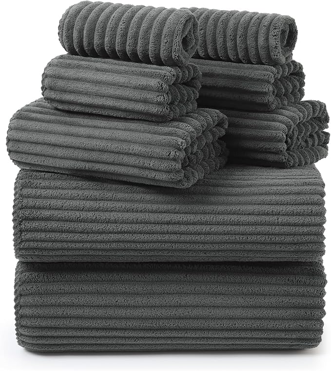 REDKISS Charcoal Gray Bath Towels Set 8 Piece by REDKISSOnline