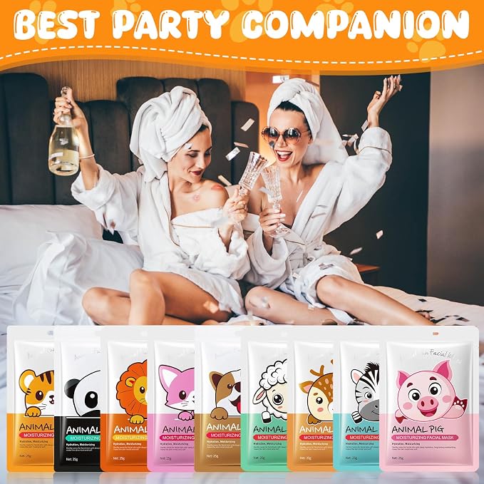 9 Packs Animal Character Facial Masks, Deep Hyrating Spa Masks - Image 6