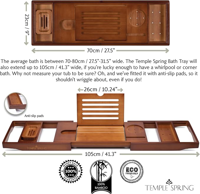 Temple Spring Bamboo Bathtub Tray Caddy - Image 3