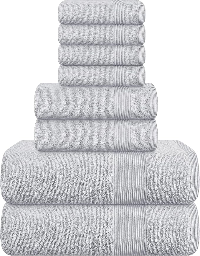 Belizzi Home 8 Piece Towel Set 100% Ring Spun Cotton, 2 Bath Towels 27x54 by Unknown
