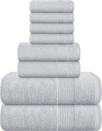 Belizzi Home 8 Piece Towel Set 100% Ring Spun Cotton, 2 Bath Towels 27x54 by Unknown