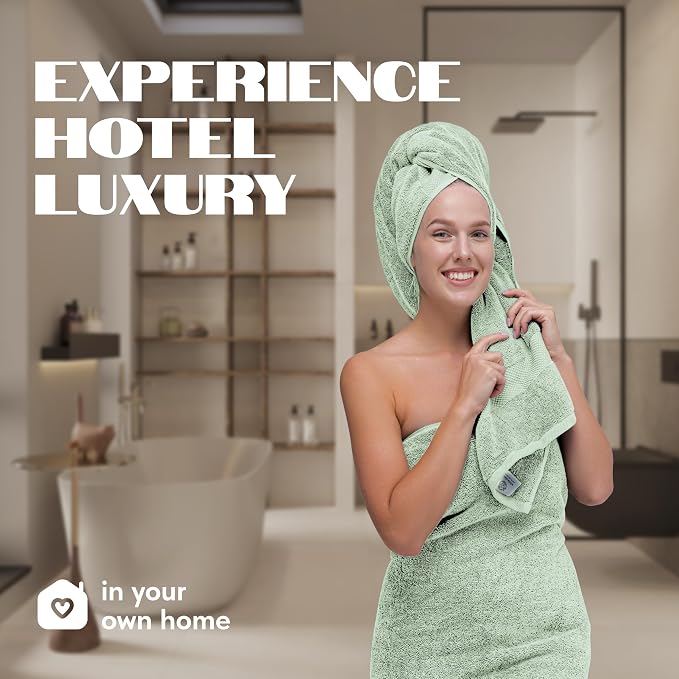 White Classic Luxury Bath Towels Set of 4 Large - Image 6