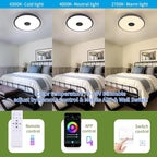 Black Smart Waterproof LED Flush Mount Ceiling Light Fixture, - Image 6