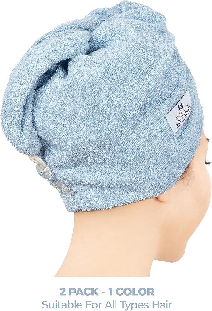 American Soft Linen 100% Cotton Hair Towels - Image 3