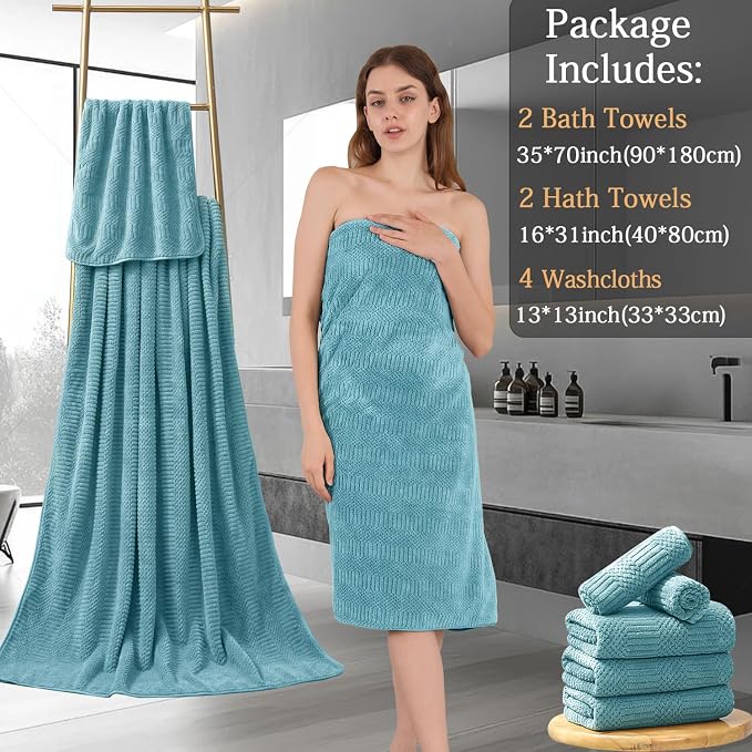 8 Piece Bath Towel Set-2 Oversized Bath Sheets, 2 Hand Towels, 4 - Image 7