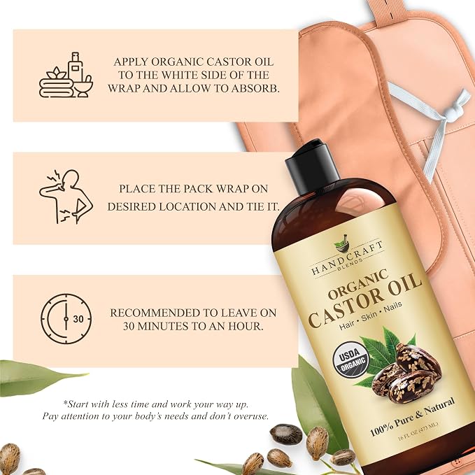 Handcraft Blends Castor Oil Pack Wrap | Organic Castor Oil 16 oz | Reusable - Image 5