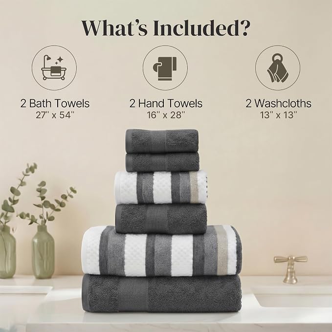 Modern Threads Pax 6-Piece Reversible Yarn Dyed Jacquard Towel Set - Image 3