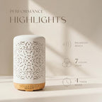 Earnest Living Essential Oil Diffuser White Ceramic Diffuser 250 ml Timers - Image 4