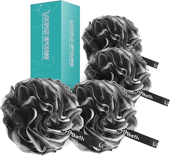 Loofah 4 Pack 75g Extra Large Loofa Set Soft Bath Sponge Thick Body Wash Puffs by LCZLBathOfficial