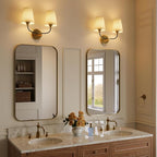 Bathroom Vanity Light with Fabric Shade, 2-Light Bathroom Vanity Light Over - Image 2