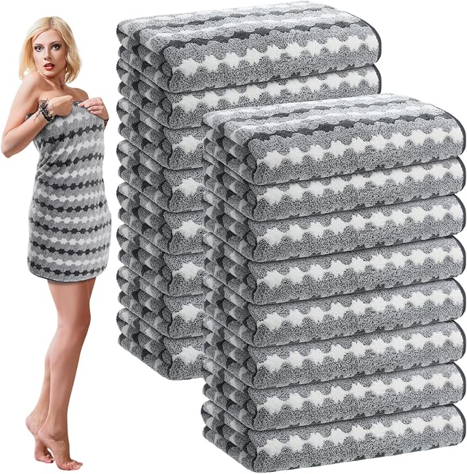 SmoothNovelty 16 Pack Microfiber Bath Towels Bulk 27'' x 60'' Oversized Size by SmoothNovelty