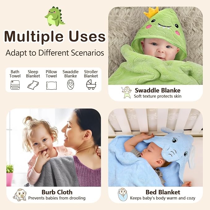 OFUSUY 6 PCS Baby Bath Towels, Baby Bath Towels - Image 2