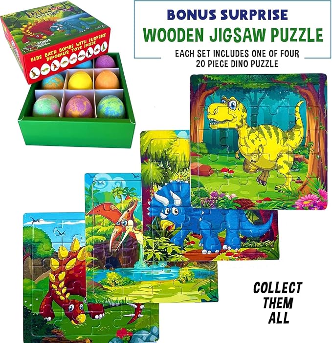 Bath Bombs for Kids with Surprise Toys Inside Plus Dinosaur Puzzle - Image 6