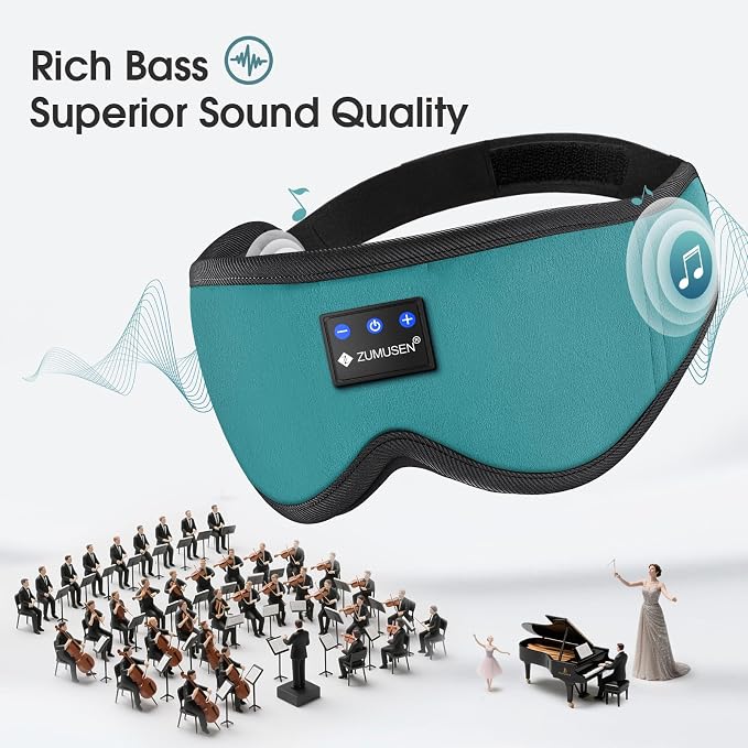 ZUMUSEN Bluetooth Sleep Headphones, 3D Wireless Music Eye Mask - Image 5