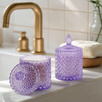 2 Pack Qtip Holder Thick Glass Apothecary Jars - Image 2