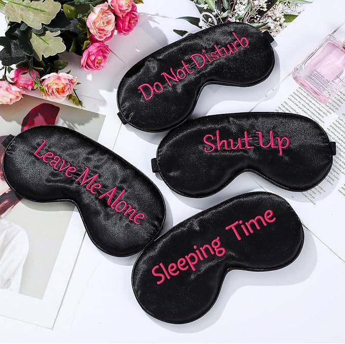 Geyoga 4 Pieces Funny Eye Mask for Sleep Soft Satin Blocking Blindfold - Image 7