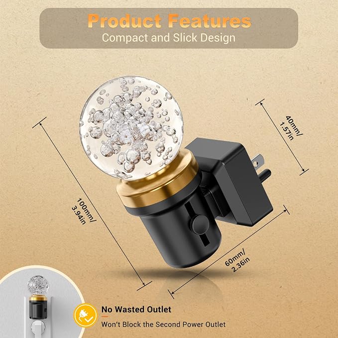 JandCase Night Lights Plug into Wall, Dimmable Night Light Pulg in, Globular - Image 5