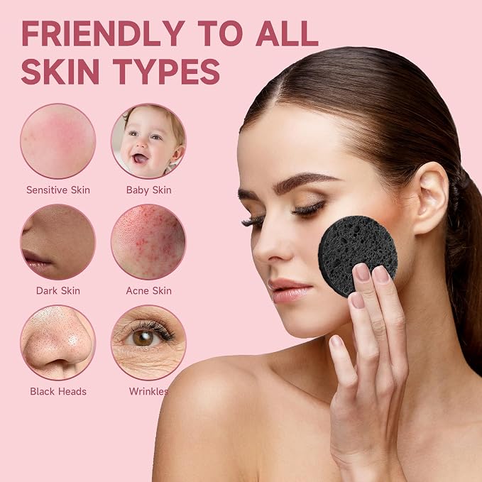 100 Count Compressed Facial Sponges 100% Natural Cellulose Eco-Friendly Makeup - Image 4