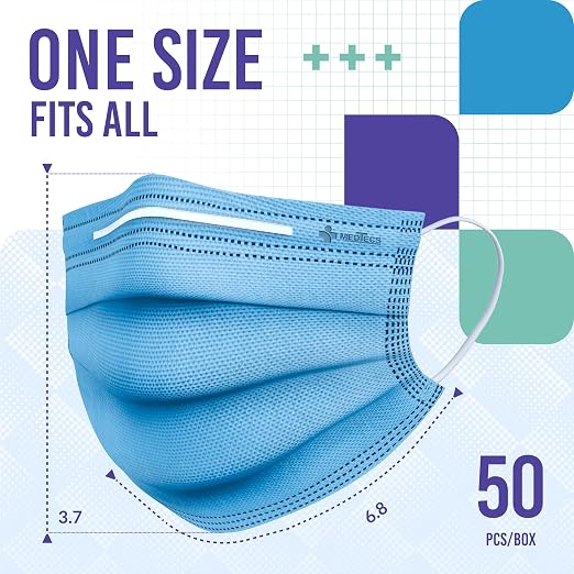 Medtecs Face Mask Disposable – Available in 50 & 2, 3-Ply Breathable, Soft Fit - Image 5