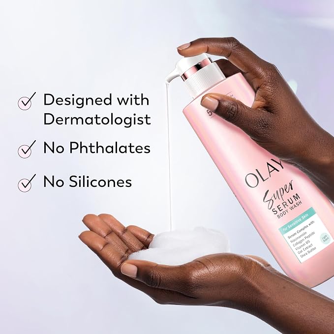 Olay Super Serum Body Wash for Sensitive Skin, 24hr Long Lasting Hydration - Image 7