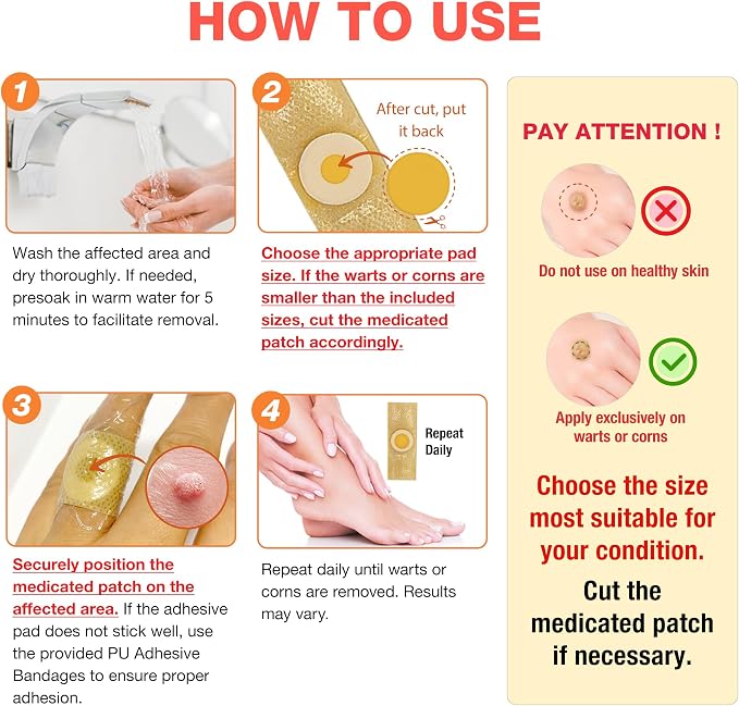 Samsali Wart Corn Remover Pads for Feet: 42 Pack Salicylic Acid Extra Strength - Image 5