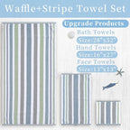 Waffle Washcloths for Bathroom, Striped Wash Cloths 6 Pack 13"x13" - Image 3
