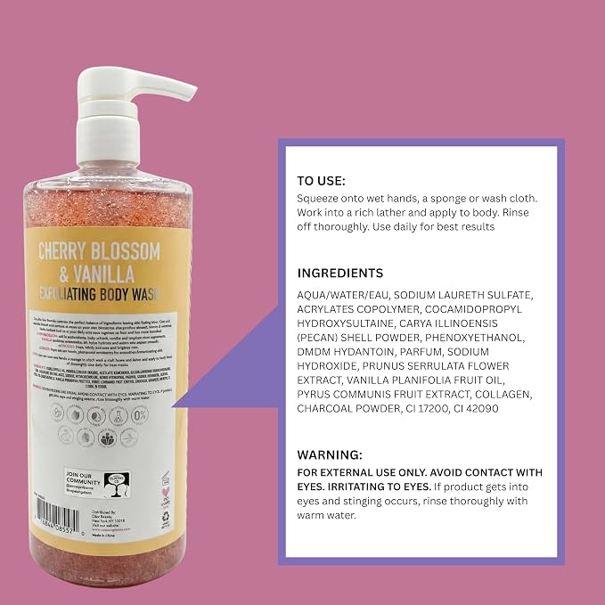 SpaScriptions Cherry Blossom & Vanilla Exfoliating Body Wash - Image 7