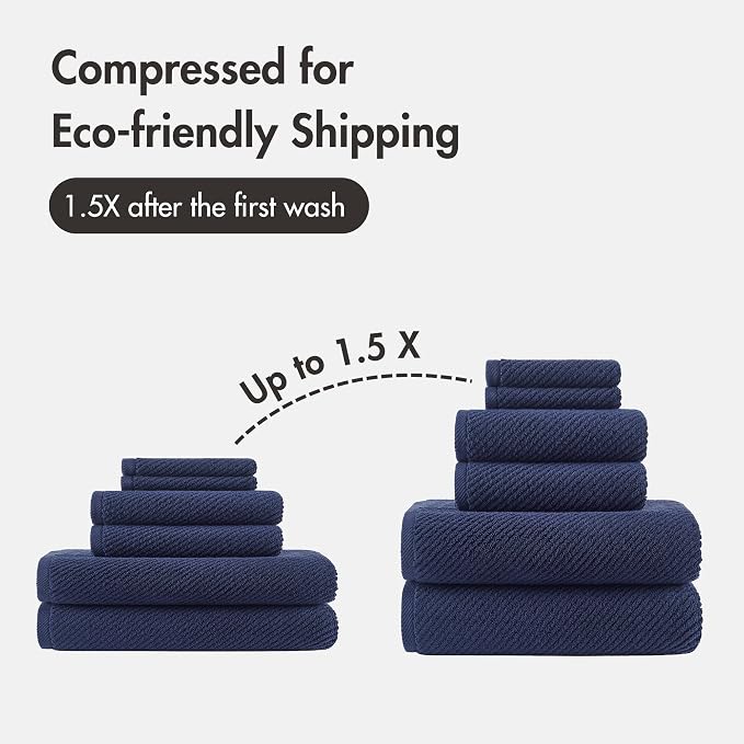 Madison Park Bathroom Towel Set of 6 Diagonal Ribbed, 500 GSM - Image 10