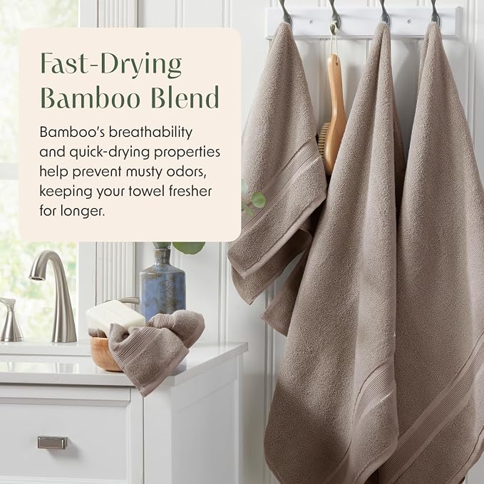 Springtree Home Luxury Bamboo Rayon Bath Towel Set of 4 | 35% Bamboo Rayon - Image 4