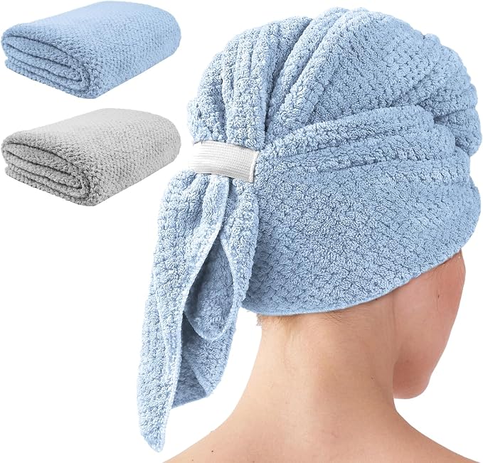 my novel things 2 Pack Extra Large Microfiber Hair Towel Wrap by mynovelthings