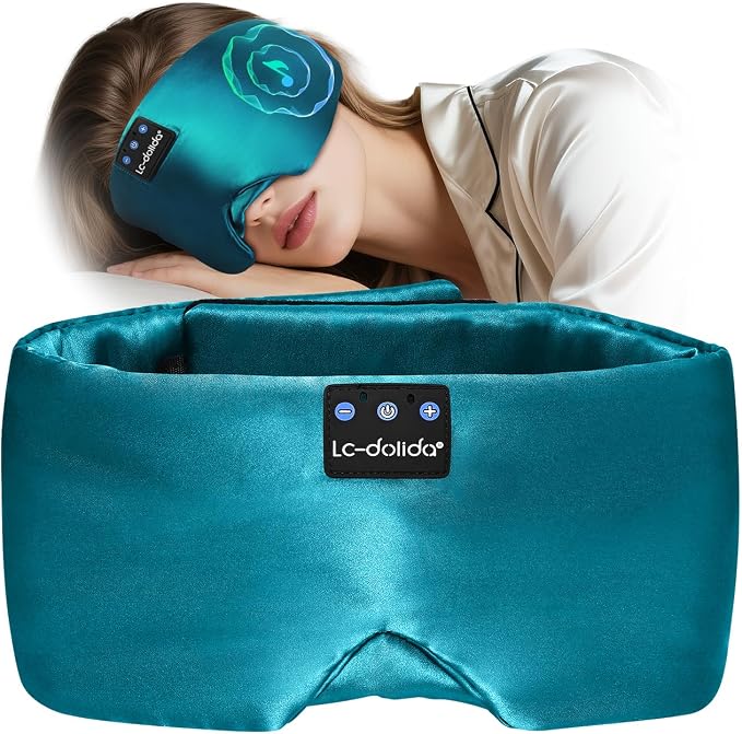 LC-dolida Luxurious Silk Soft Sleep Mask, Sleep Headphones by LC-dolida