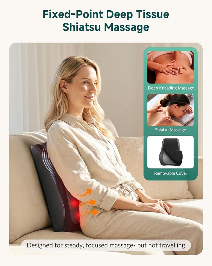 Snailax Back Massager with Heat – 3D Shiatsu Massage Pillow - Image 2