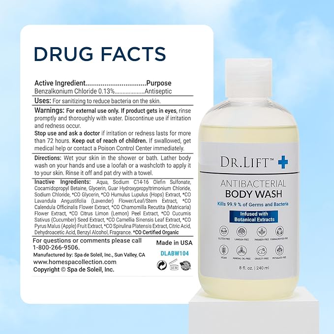 DR. LIFT Antibacterial Body Wash, Refreshing Scent, Hydrating Shower or Bath - Image 8