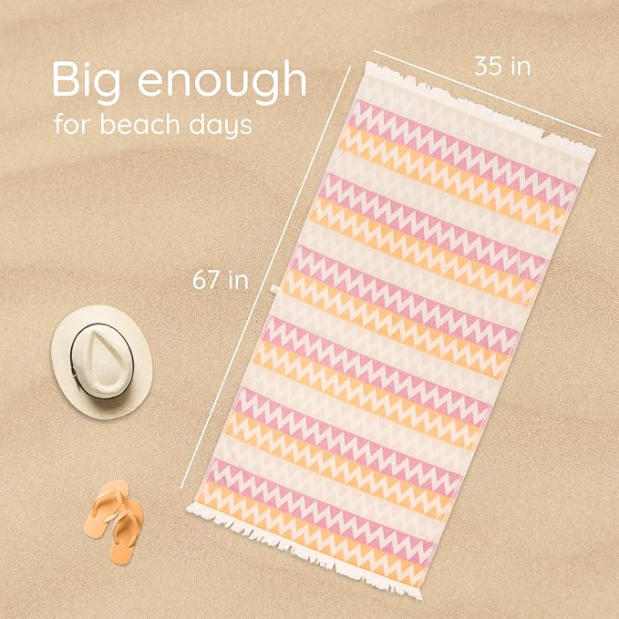 Turkish Beach Towel – 100% Cotton Quick Dry, Lightweight Oversized Beach Towel - Image 3