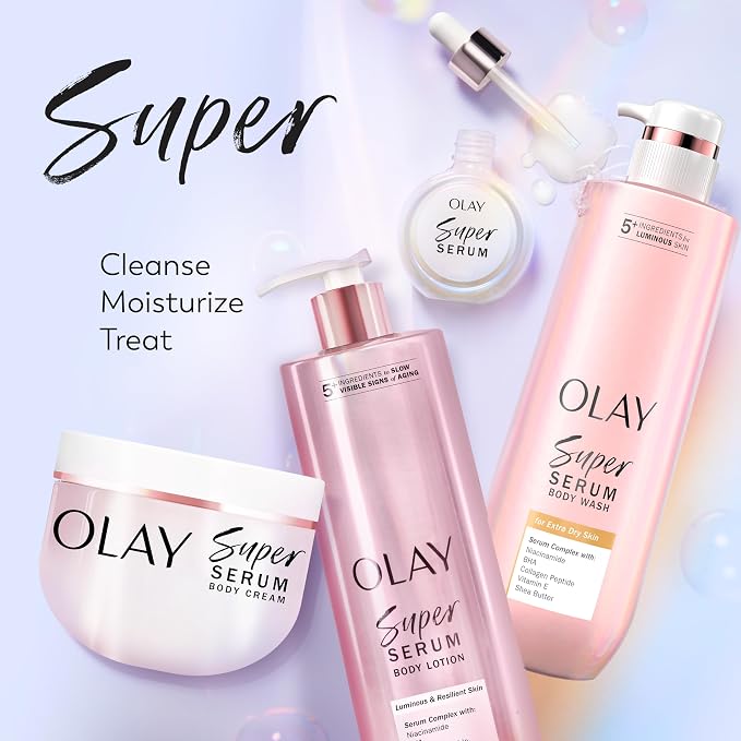 Olay Super Serum Body Wash for Extra Dry Skin, 24hr Long Lasting Hydration - Image 4