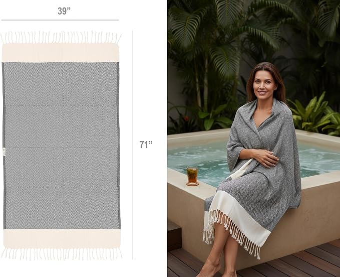 Bazaar Anatolia Turkish Beach Towel 100% Cotton Bath Towels 71x39 Quick Dry - Image 5