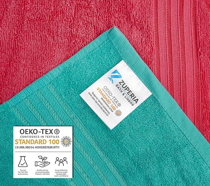 ZUPERIA Premium Multicolor Bath Towels Set of 8 100% Pure Cotton Shower Towels - Image 7