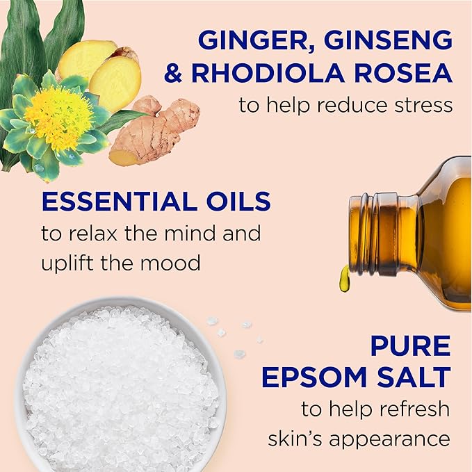 Dr Teal's Foaming Bath with Pure Epsom Salt, Stress Relief with Ginseng & Ginger - Image 2