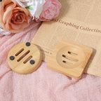 Ymapinc 2-Pack Natural Bamboo Soap Holder, Round+Square Bamboo Soap Dish & - Image 5