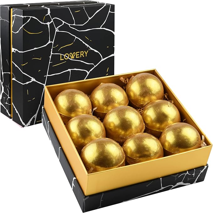 Mothers Day Gifts, 24K Gold Bath Bombs Set, Deluxe Marble Bath Bomb Gift Set by LOVERY