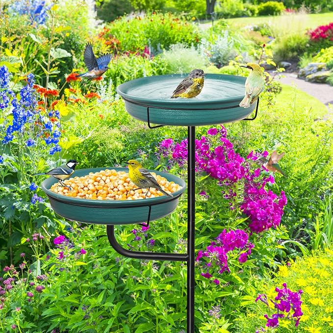Freestanding Birdbaths Bowl Outdoor, Free Standing Garden Bird Bath Bird Feeder - Image 7