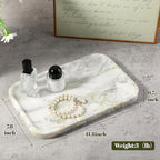 Karibiber Luxury Marble Vanity Tray, Bathroom Tray Countertop, Bianco - Image 4